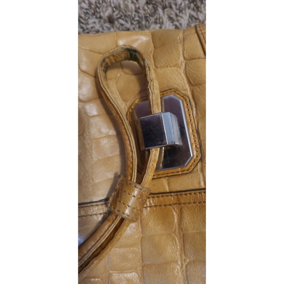 B. Makowsky Pebbled Leather Yellow Hobo Bag - Picture 5 of 8